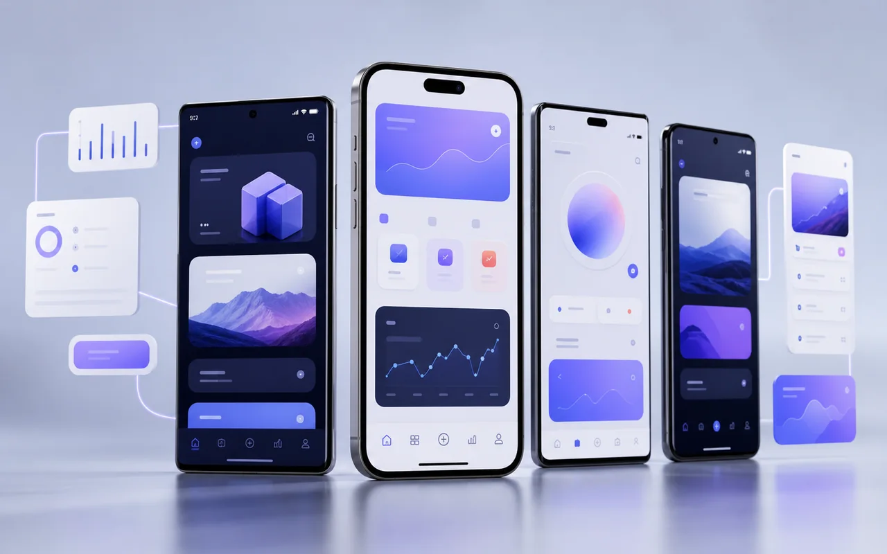 Smartphone app interface prototype visual