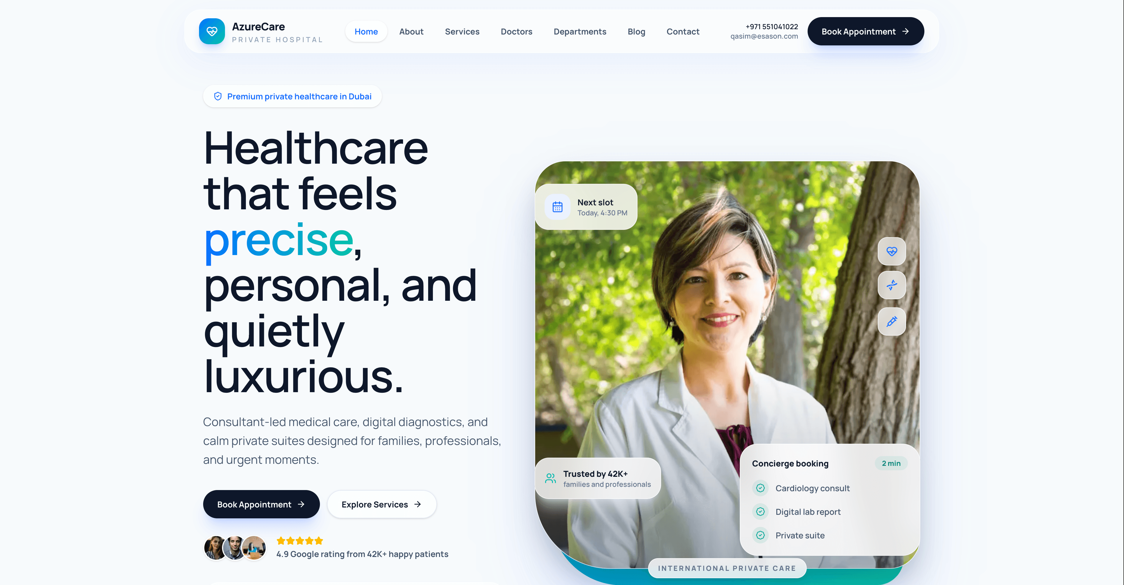 AzureCare Private Hospital Healthcare Website Development
