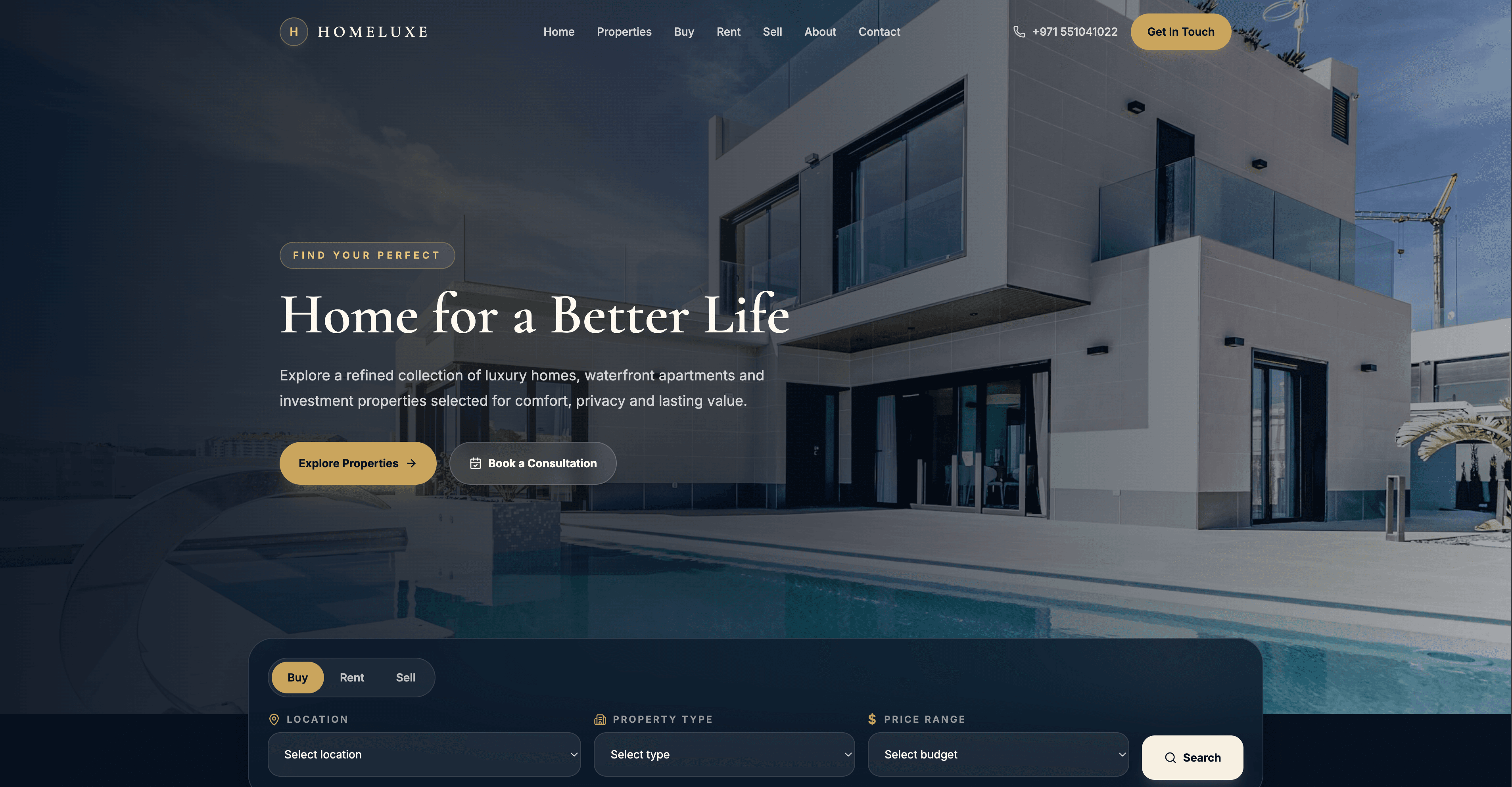 Home Luxe Custom Website Development